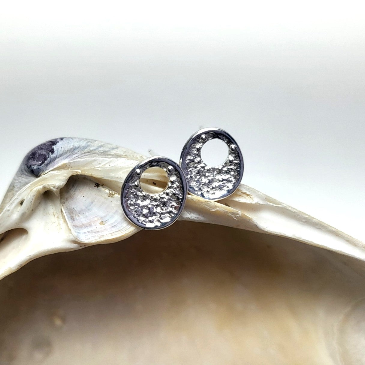 Sterling Silver Lunar Pebble Studs