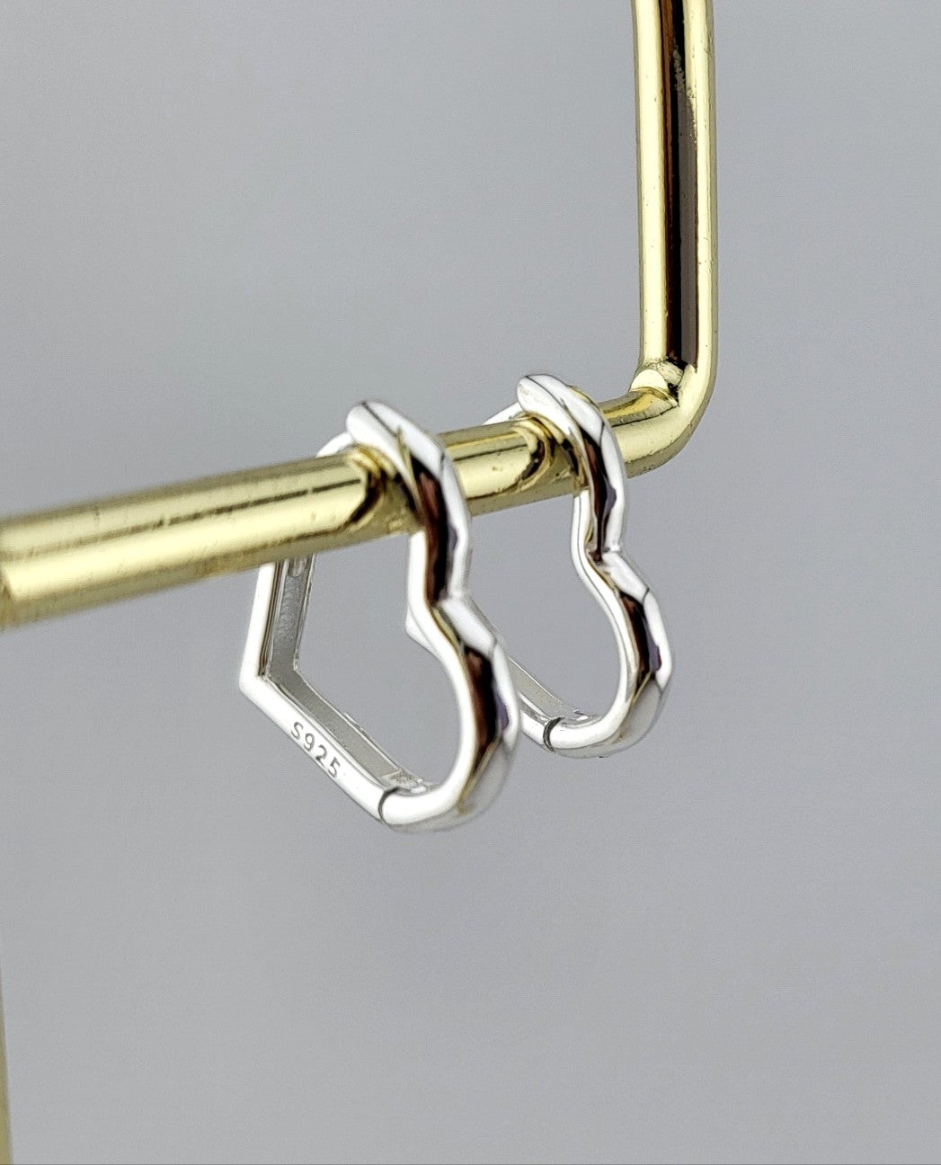 Sterling Silver Sculpted Heart Huggies