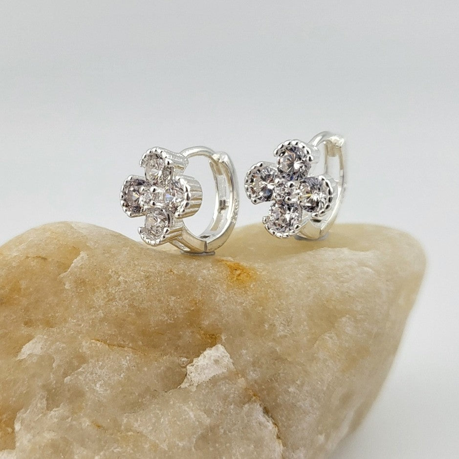 Sterling Silver Twinkle Bloom Huggies