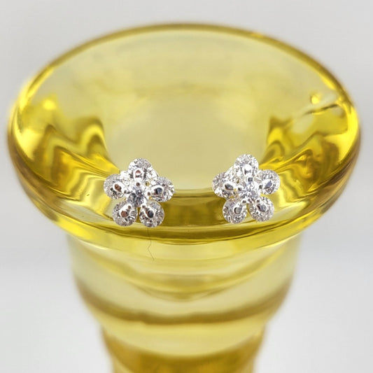 Sterling Silver Sparkle Daisy Stud Earring