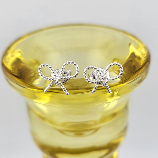 Sterling Silver Twist Ribbon Stud Earrings