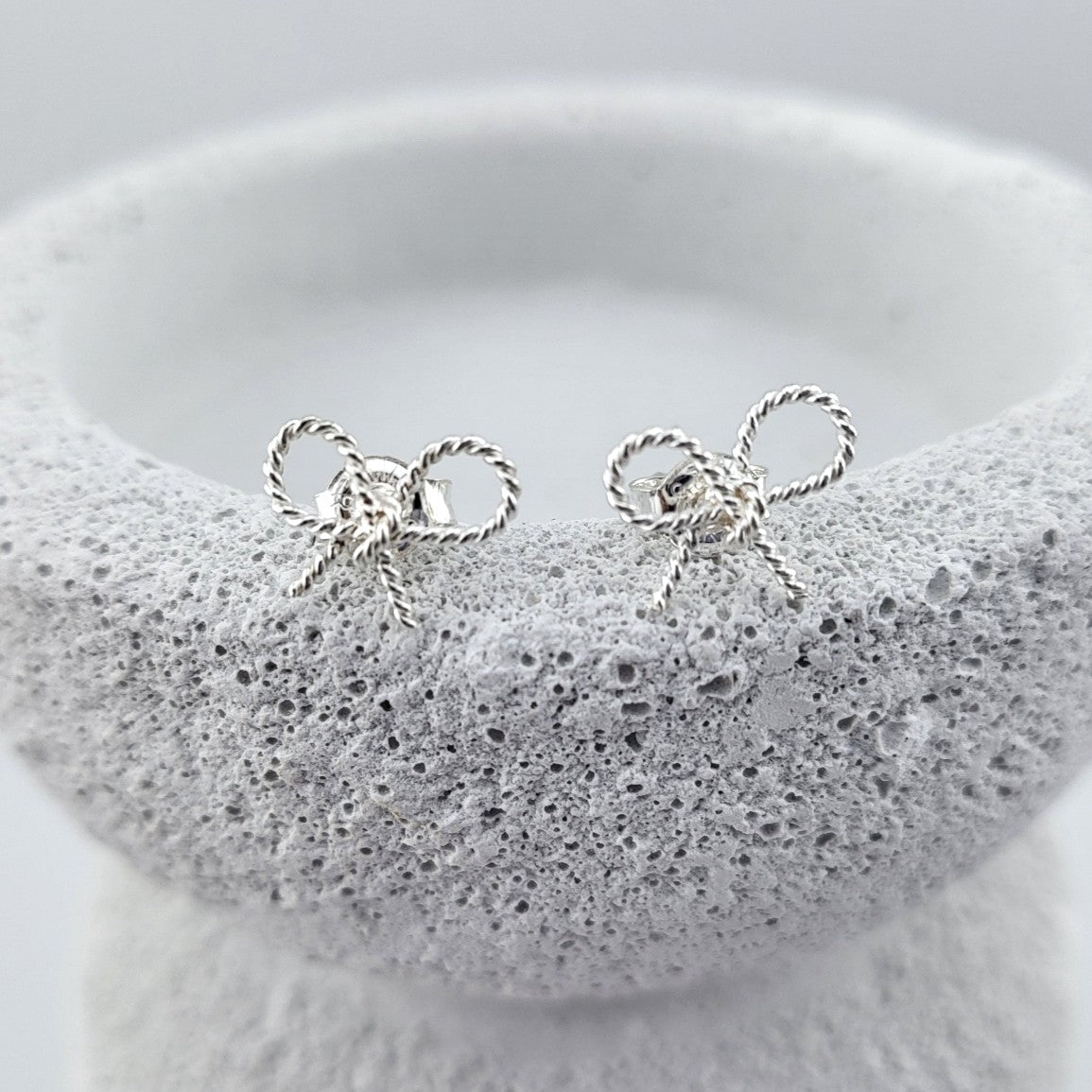 Sterling Silver Twist Ribbon Stud Earrings