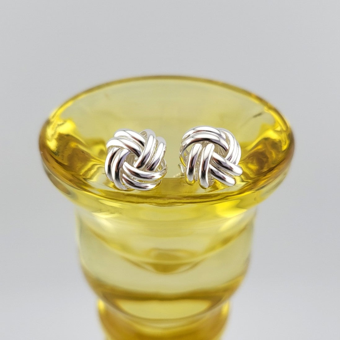 Sterling Silver Infinite Knot Stud Earrings