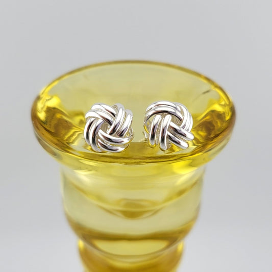 Sterling Silver Infinite Knot Stud Earrings