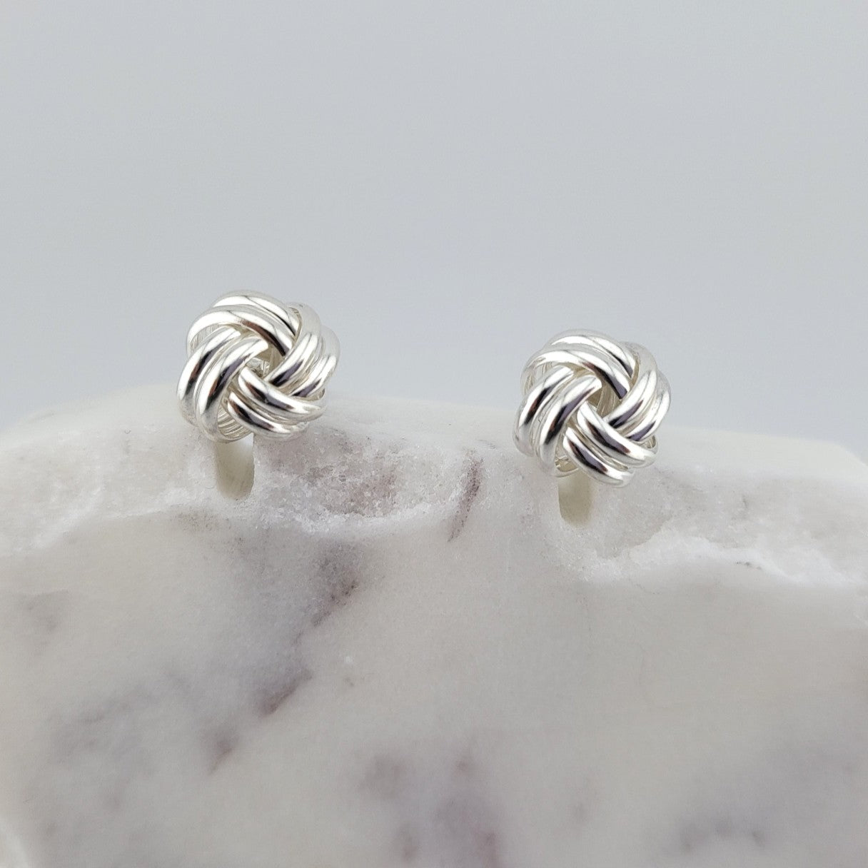 Sterling Silver Infinite Knot Stud Earrings