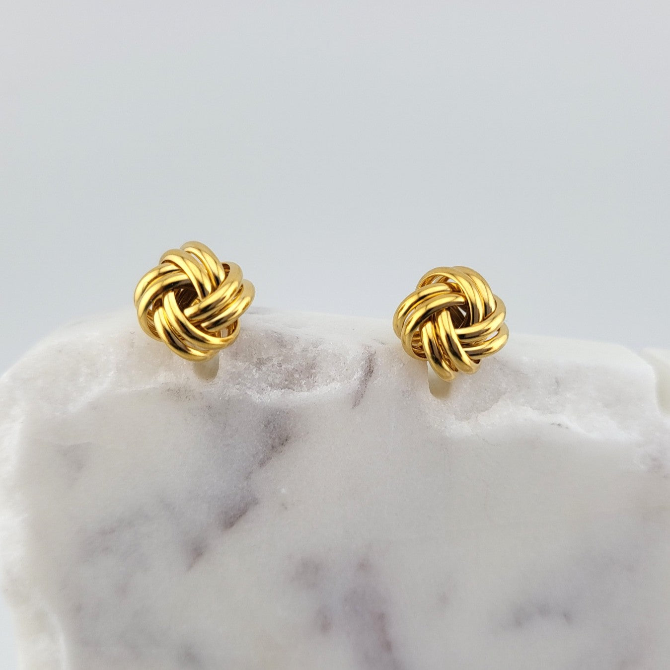 Gold Plated Sterling Silver Infinite Knot Stud Earrings