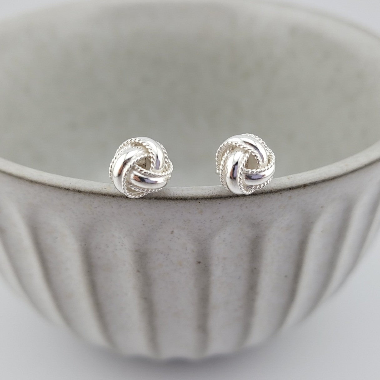 Sterling Silver Classy Knot Stud Earrings