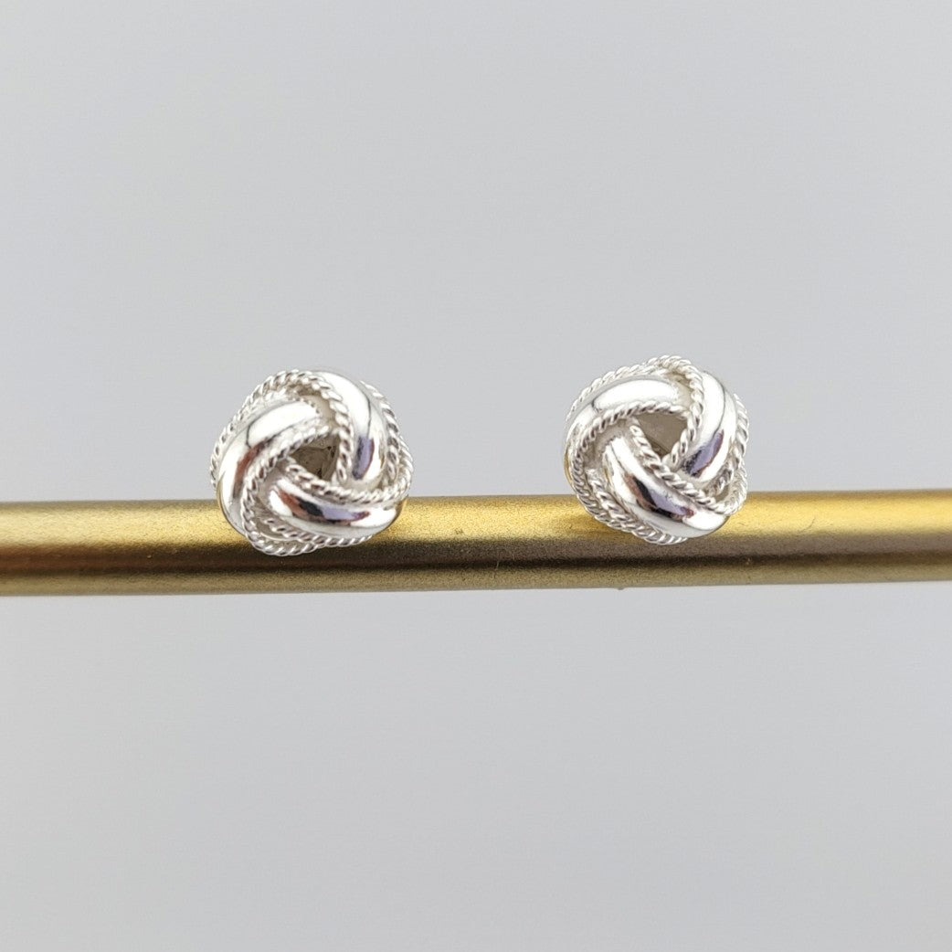 Sterling Silver Classy Knot Stud Earrings
