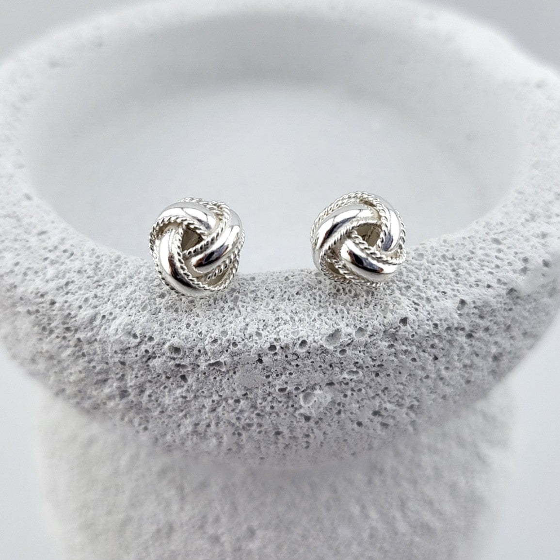 Sterling Silver Classy Knot Stud Earrings