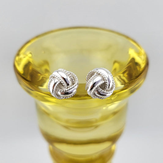 Sterling Silver Classy Knot Stud Earrings