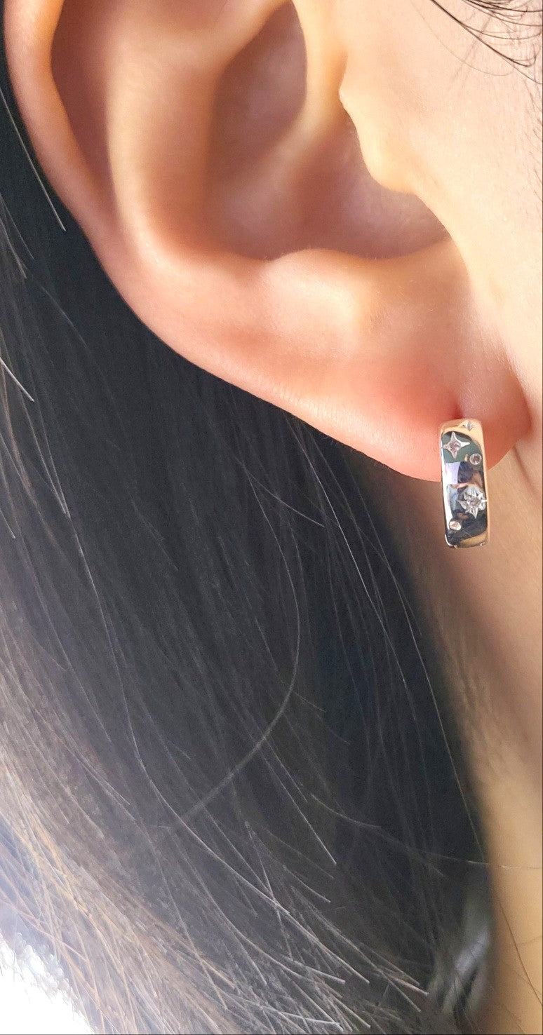 Sterling Silver Celestial Glow Huggies