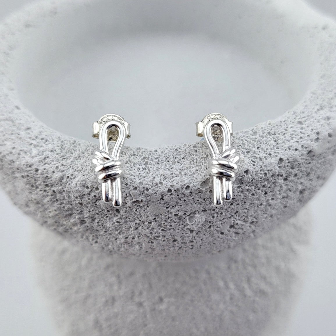 Sterling Silver Loop Knot Stud Earrings