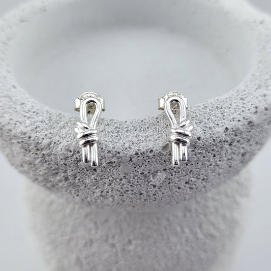 Sterling Silver Loop Knot Stud Earrings