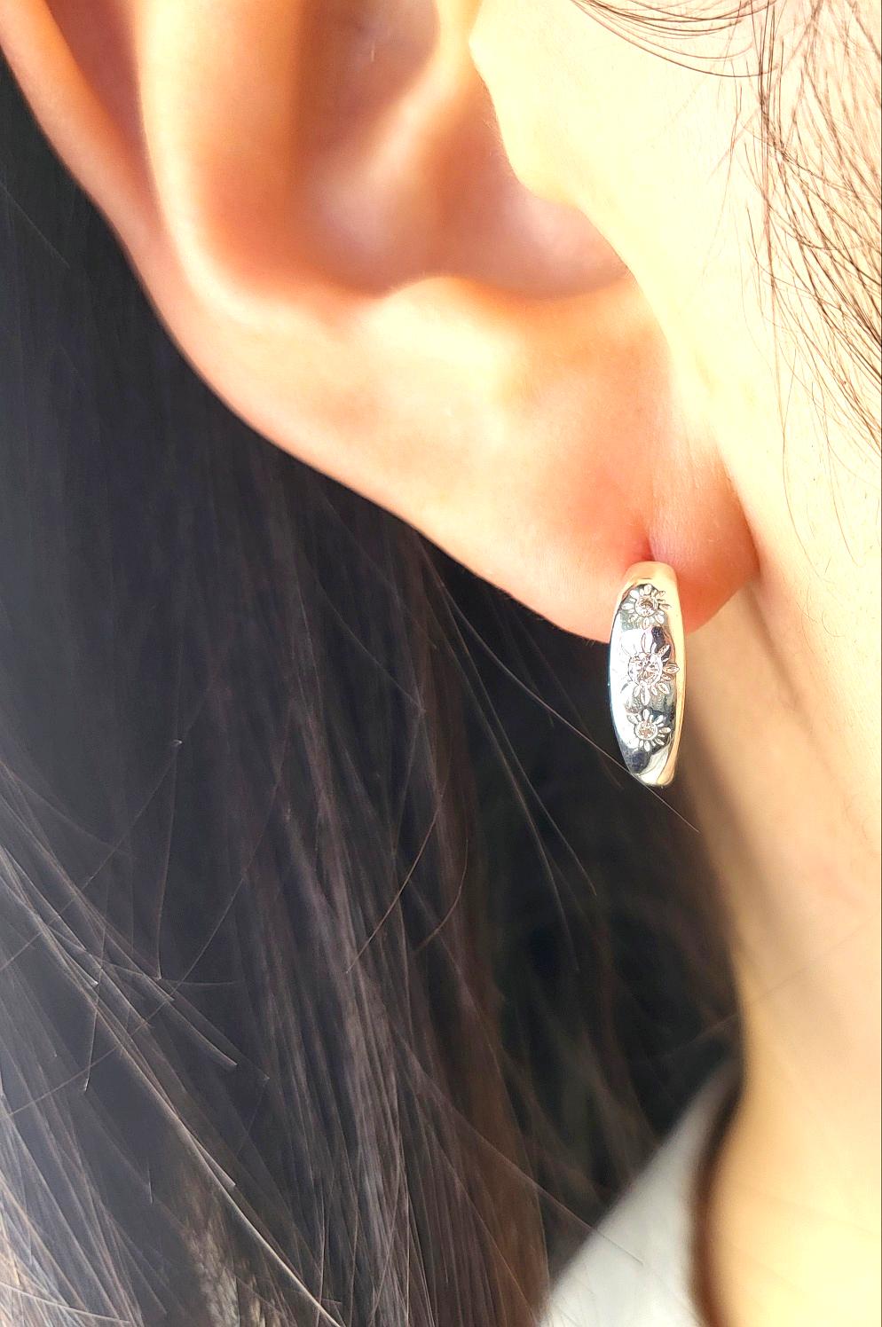 Sterling Silver Celestial Sunflower Huggies