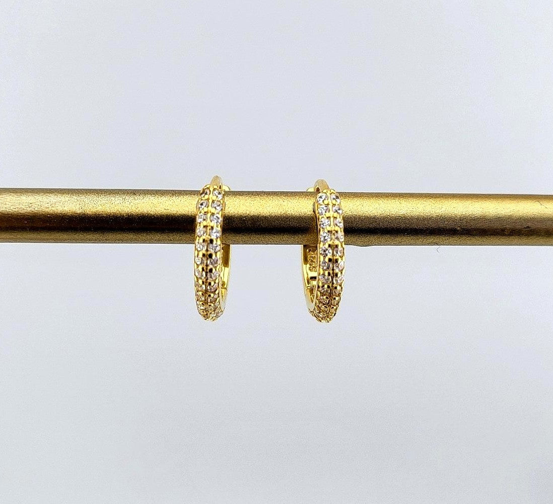 Gold Plated Sterling Silver Pavé Huggies