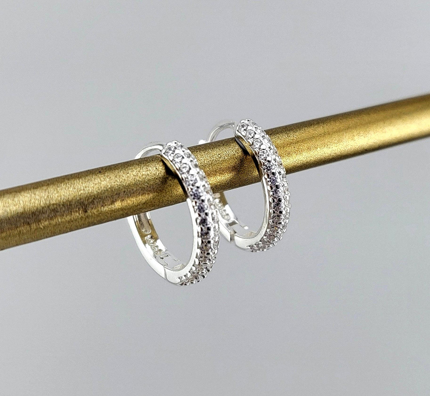 Sterling Silver Pavé Huggies